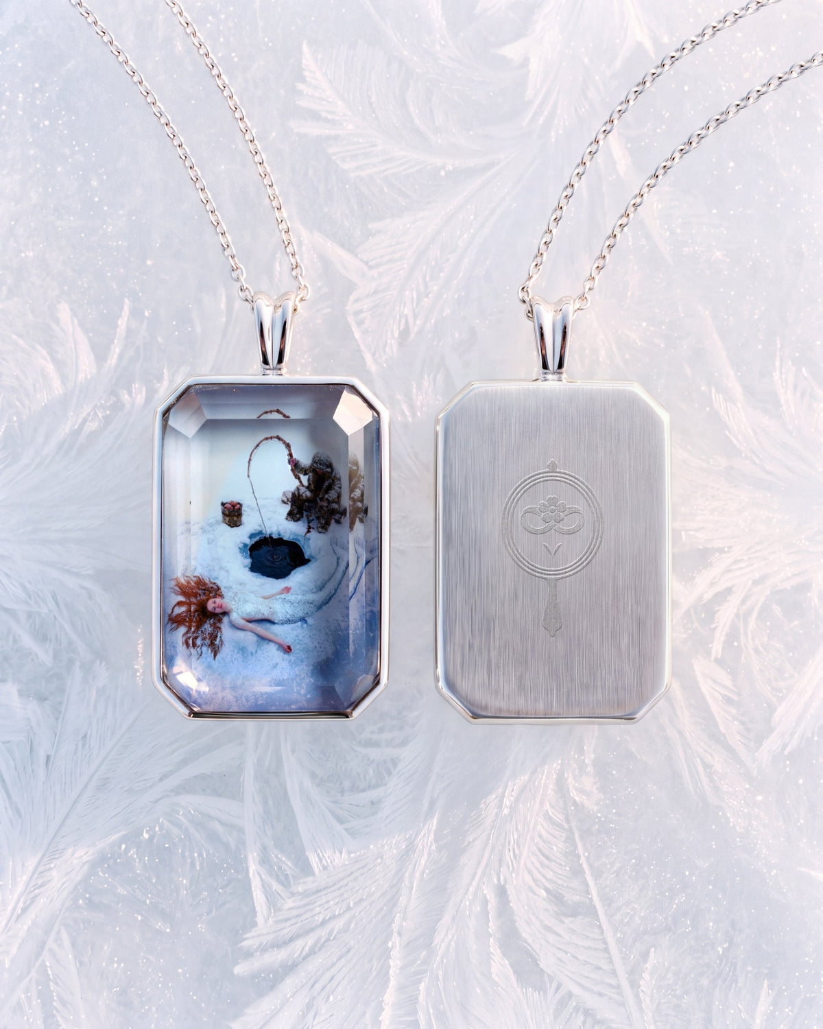Dreamfisher, the Amulet by Mirrors by Viulet, front and back, on the frost