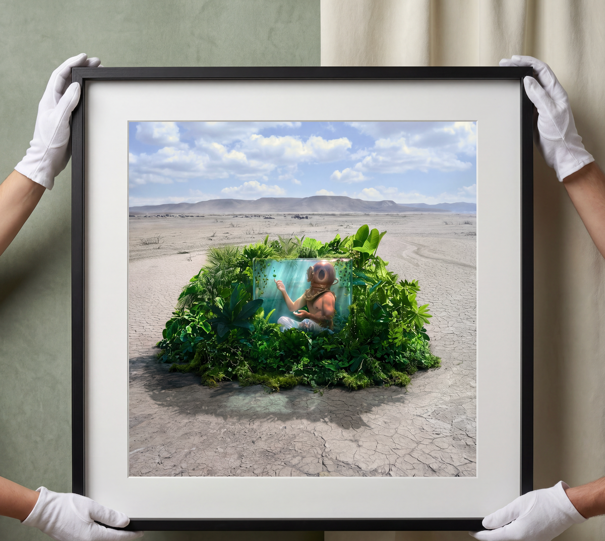 The Soul’s Garden, framed, presented by gloved hands