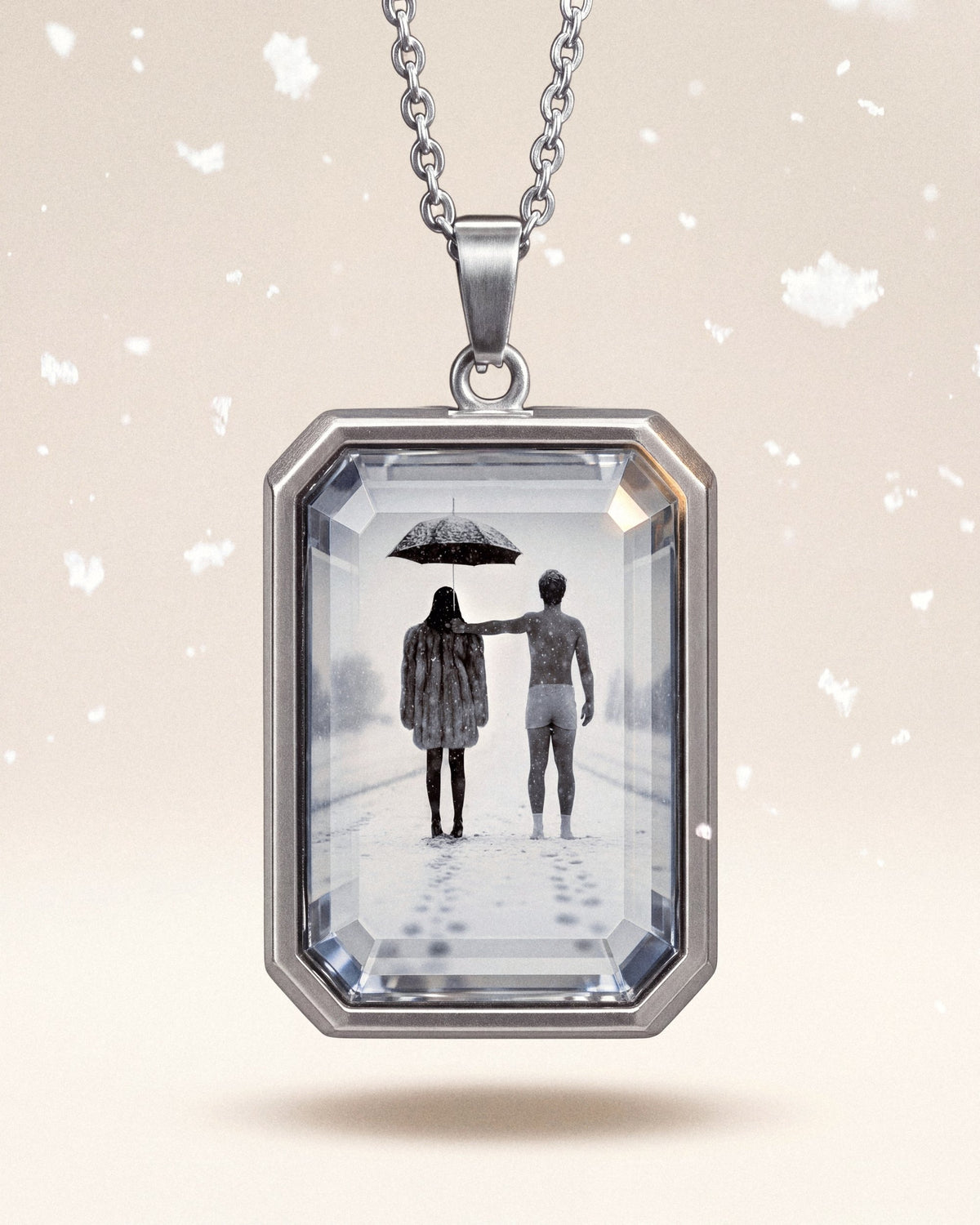 The Winter Between Us, the Amulet by Mirrors by Viulet, suspended snow