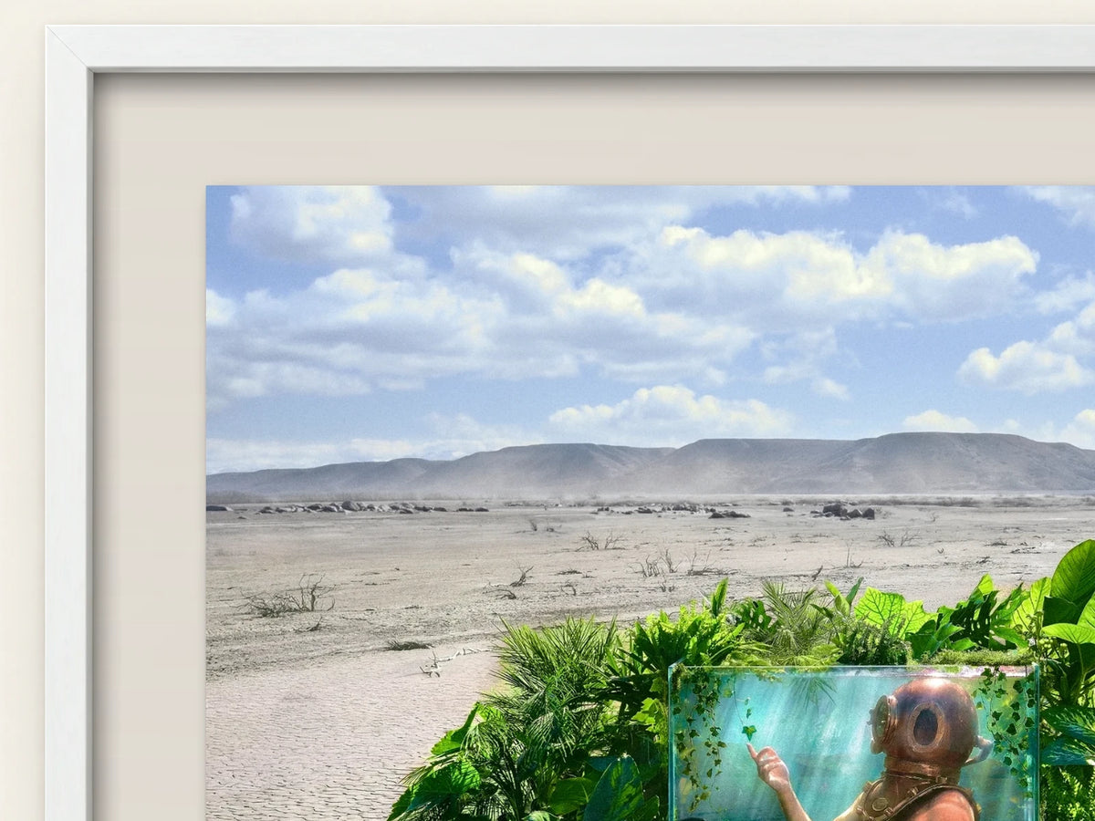 A close view of The Soul’s Garden within its Seraph White frame and cream mat