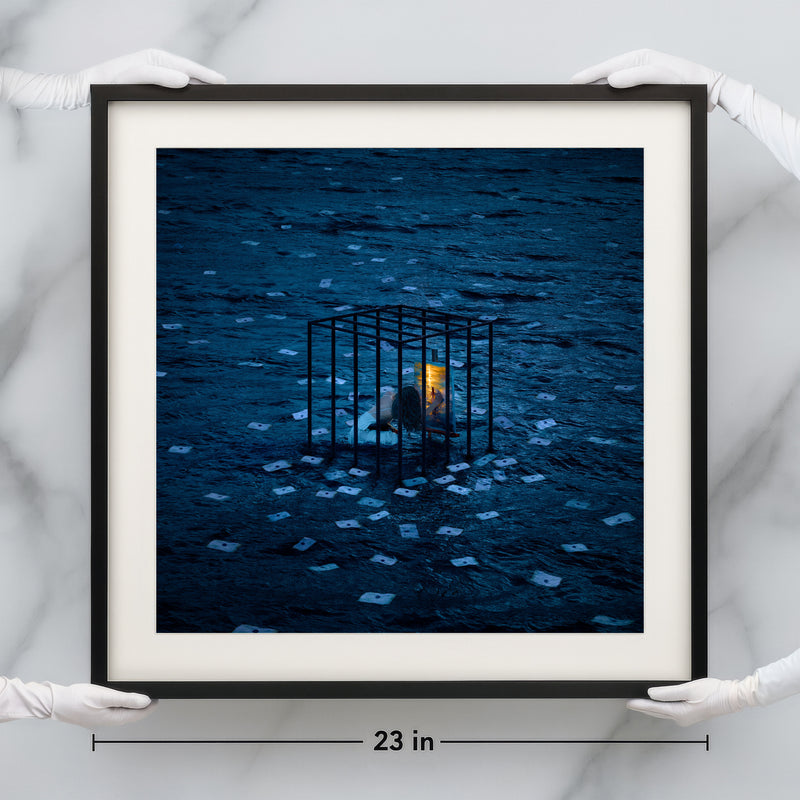 Museum-Grade Brilliance: Precision-cut archival mat and hand-finished hardwood frame embrace a pa...