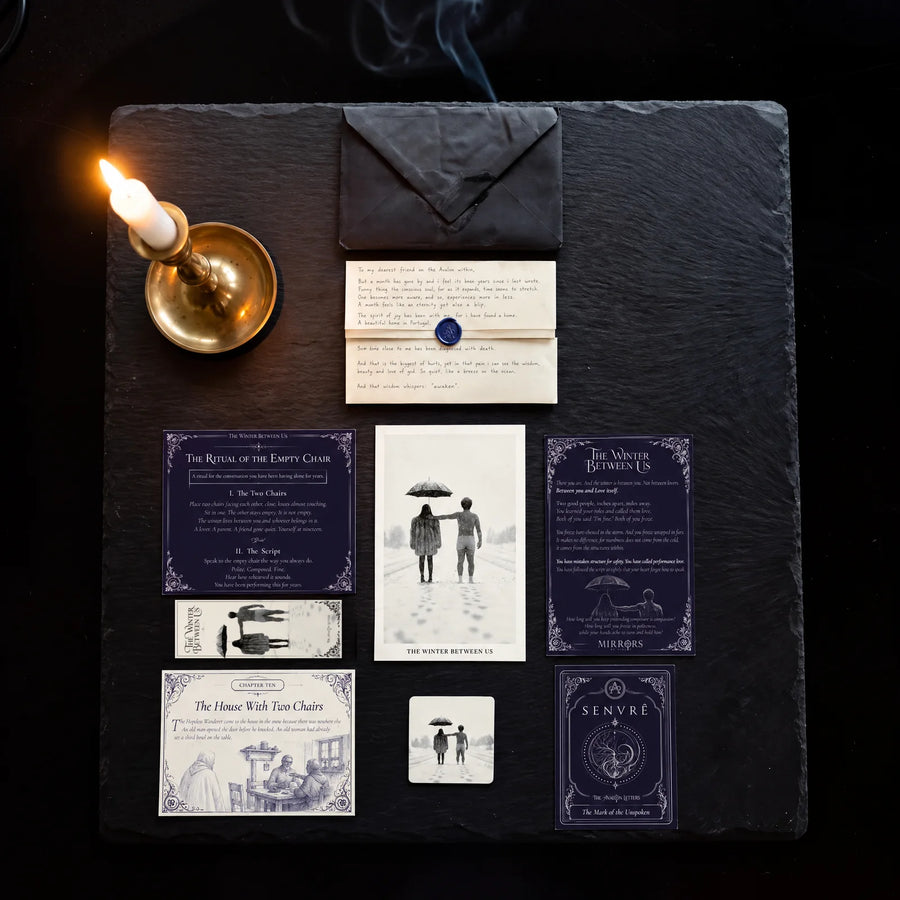 The Winter Between Us: everything inside the envelope, laid out