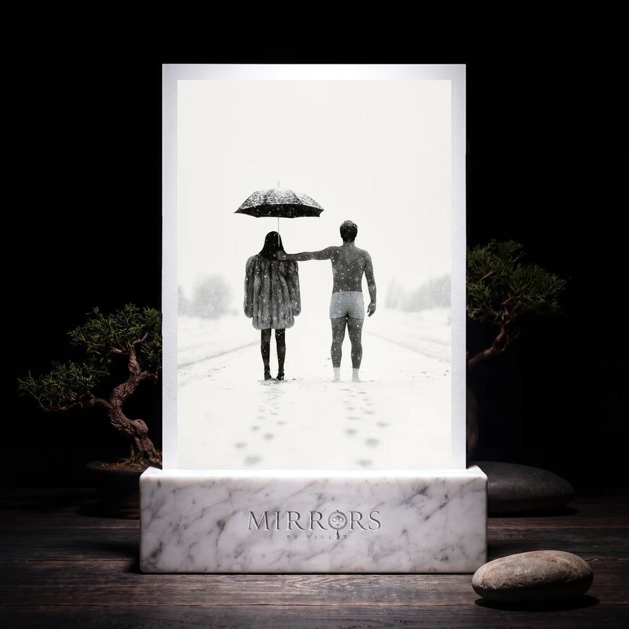 The Winter Between Us, the signed print, on the optional white marble base