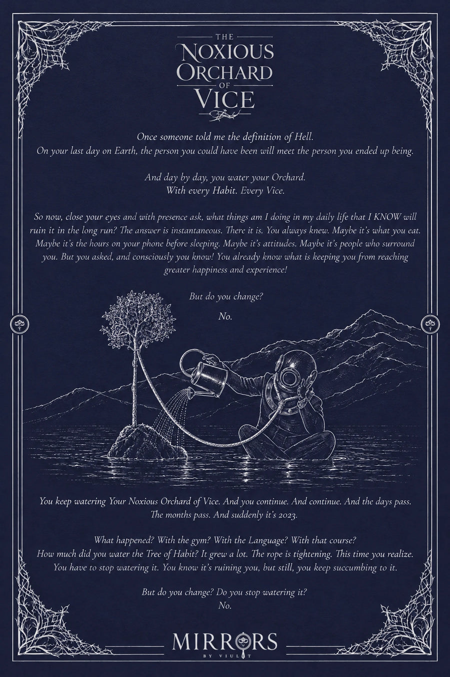 The illustrated manuscript for The Noxious Orchard Of Vice
