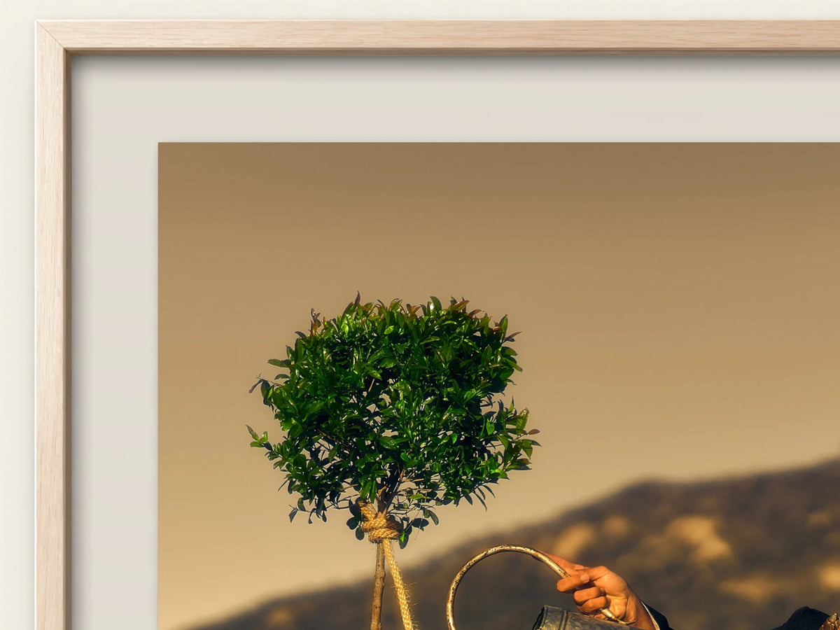 A close view of The Noxious Orchard Of Vice within its Atelier Wood frame and cream mat